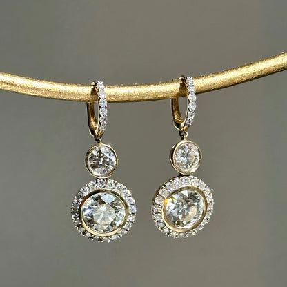 14KT Yellow Gold Lab Diamond Huggie Hoop Earrings with Charms - LSJ