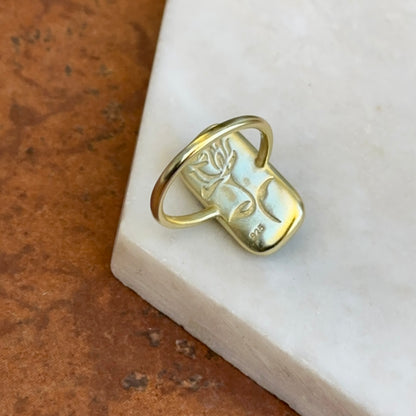 Sterling Silver Yellow Gold-Plated Rectangle Amazonite Bezel Matte Ring 7/25