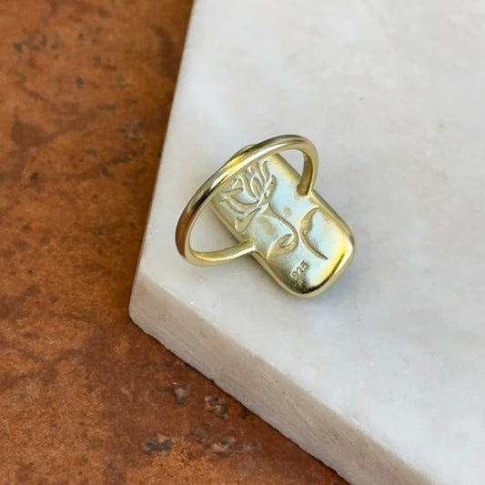 Sterling Silver Yellow Gold-Plated Rectangle Amazonite Bezel Matte Ring 7/25