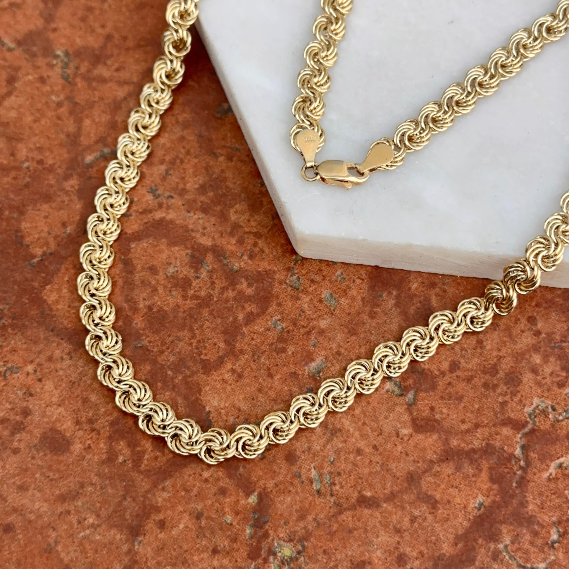Estate 14KT Yellow Gold Twisted Wire Circle Knot Chain Necklace - LSJ