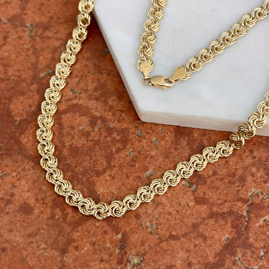 Estate 14KT Yellow Gold Twisted Wire Circle Knot Chain Necklace