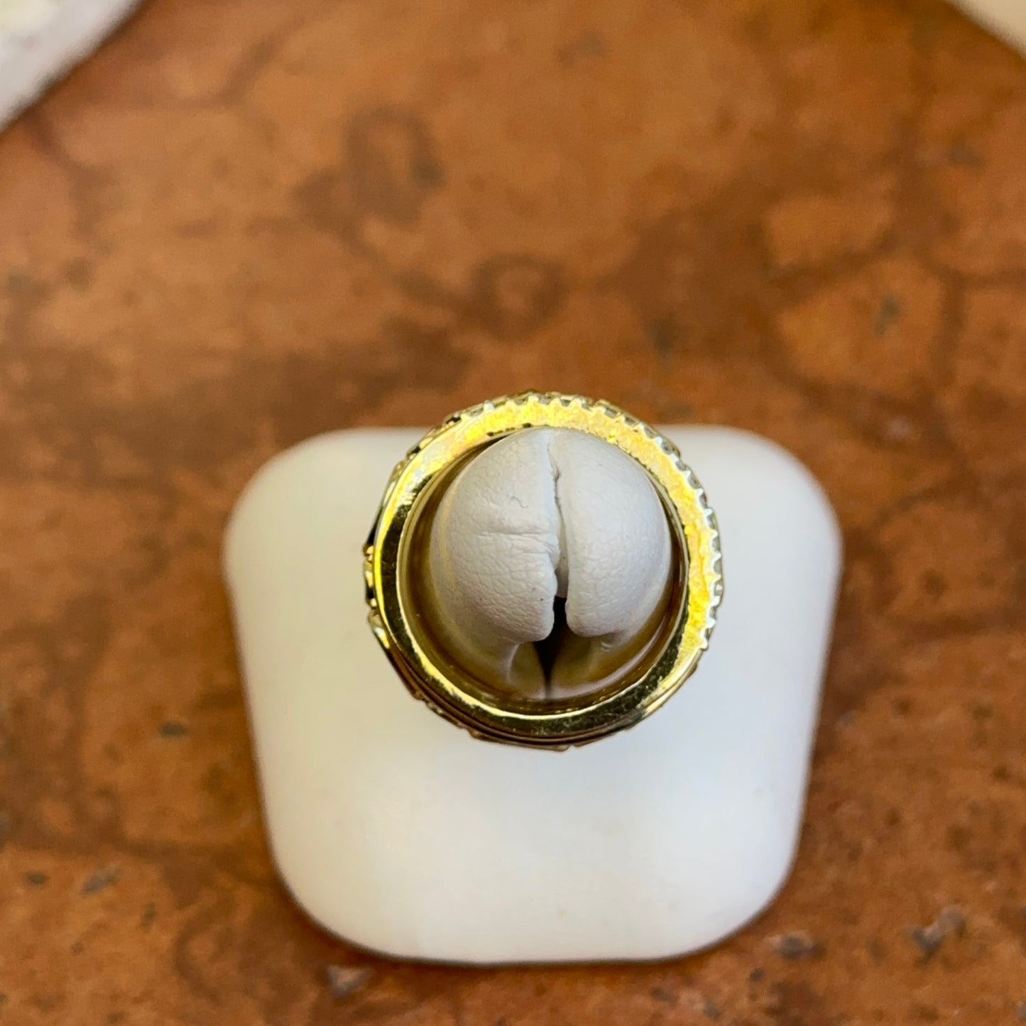 Yellow Gold-Plated Synthetic Tanzanite, Blue Zircon, CZ, B&W Pearl Beads, Ring Set