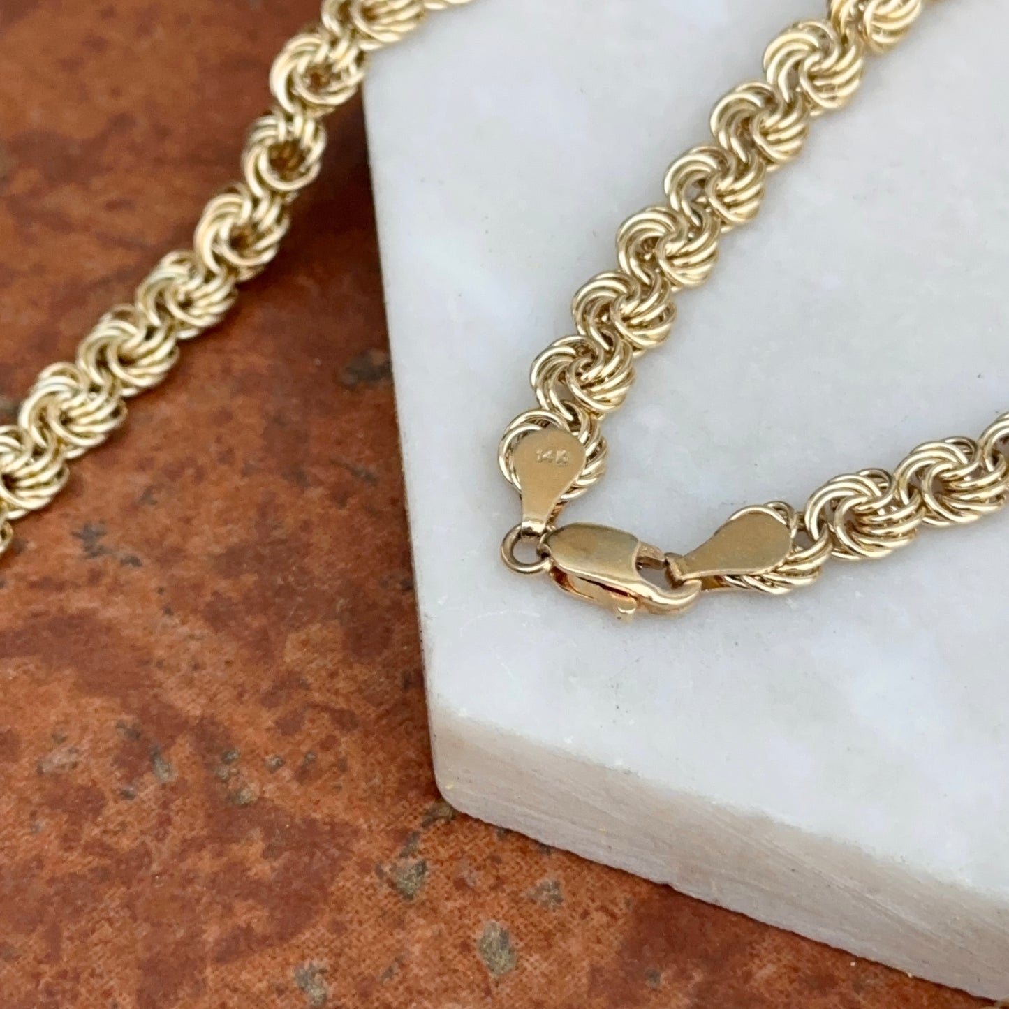 Estate 14KT Yellow Gold Twisted Wire Circle Knot Chain Necklace - LSJ