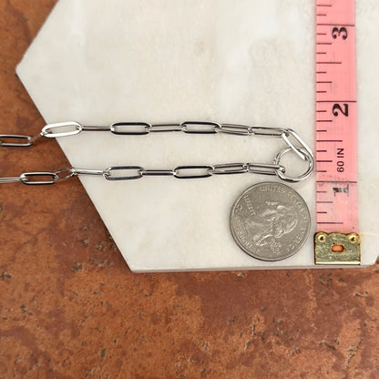 14KT White Gold Charm Holder Clasp Paper-Clip Necklace