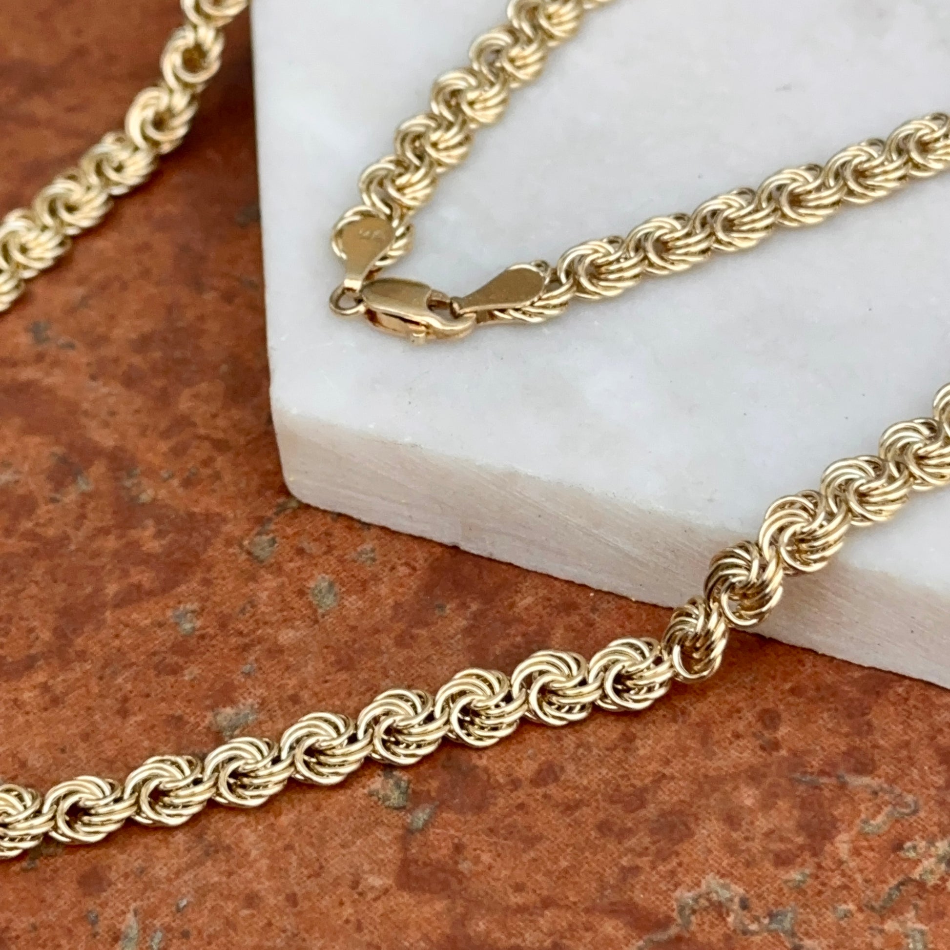 Estate 14KT Yellow Gold Twisted Wire Circle Knot Chain Necklace - LSJ
