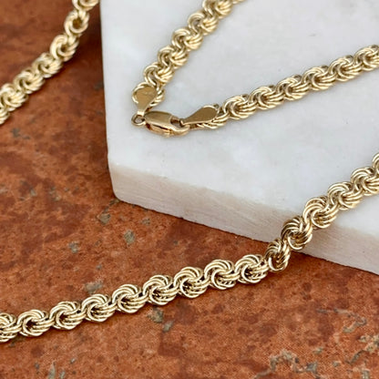 Estate 14KT Yellow Gold Twisted Wire Circle Knot Chain Necklace - LSJ
