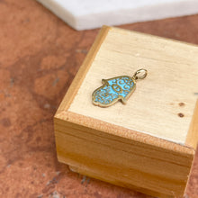 Load image into Gallery viewer, 14KT Yellow Gold Turquoise Filigree Hamsa Pendant Charm