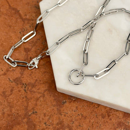 14KT White Gold Charm Holder Clasp Paper-Clip Necklace