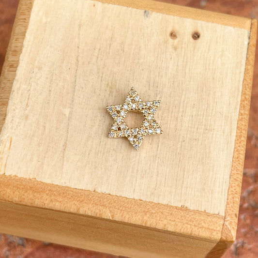 14KT Yellow Gold Pave Diamond Star of David Pendant Slide