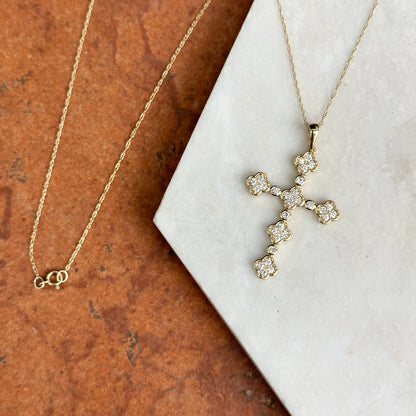 14KT Yellow Gold Bezel .50 CT Diamond Cross Necklace