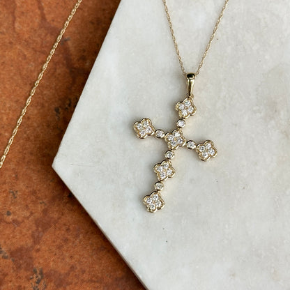 14KT Yellow Gold Bezel .50 CT Diamond Cross Necklace