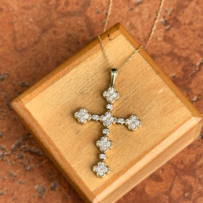 14KT Yellow Gold Bezel .50 CT Diamond Cross Necklace