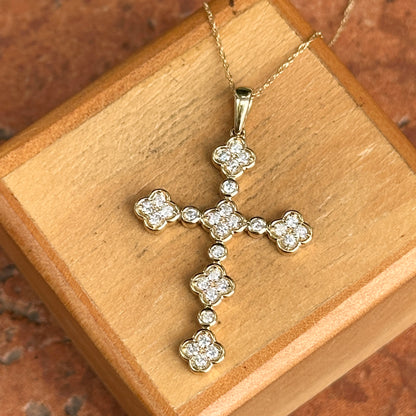 14KT Yellow Gold Bezel .50 CT Diamond Cross Necklace
