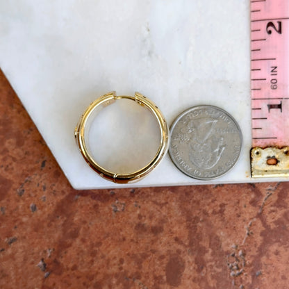 18K Yellow Gold-Plated Brass Equestrian Marbled Cream Enamel Hoop Earrings