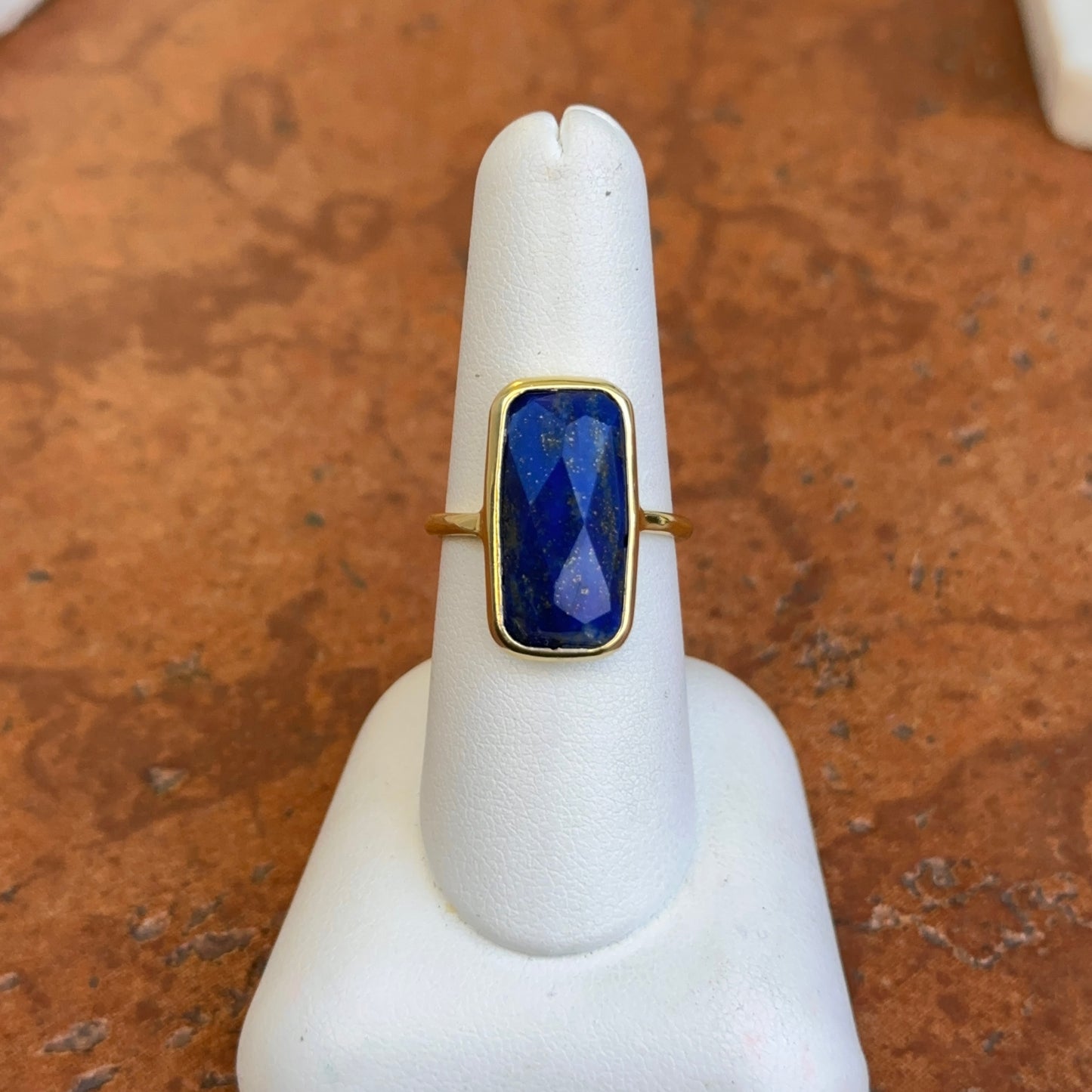 Yellow Gold-Filled Rectangular Bezel Set Lapis Lazuli Ring