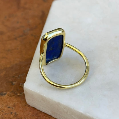 Yellow Gold-Filled Rectangular Bezel Set Lapis Lazuli Ring