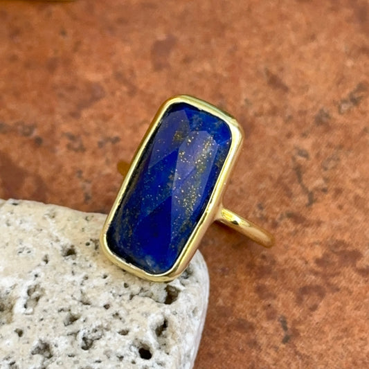 Yellow Gold-Filled Rectangular Bezel Set Lapis Lazuli Ring
