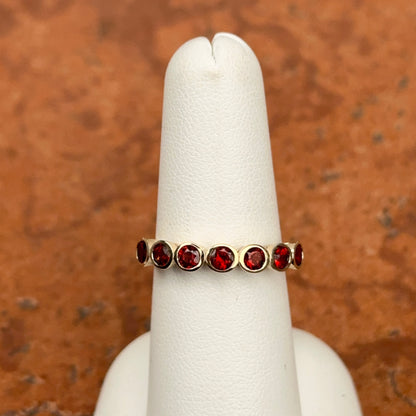 10KT Yellow Gold Bezel Garnet 7 Stone Ring