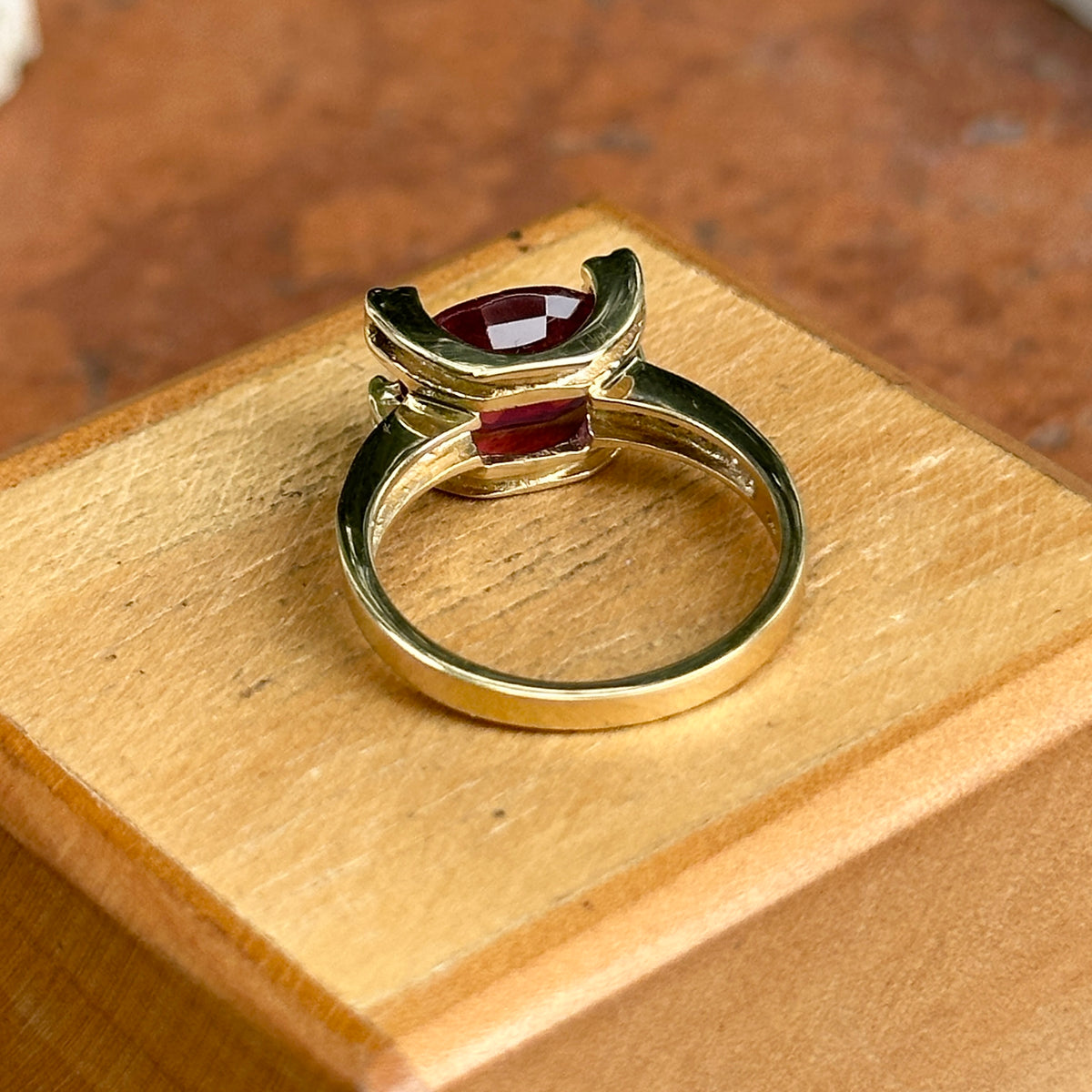 Estate 14KT Yellow Gold Oval 3 CT Pink Tourmaline + Diamond Ring