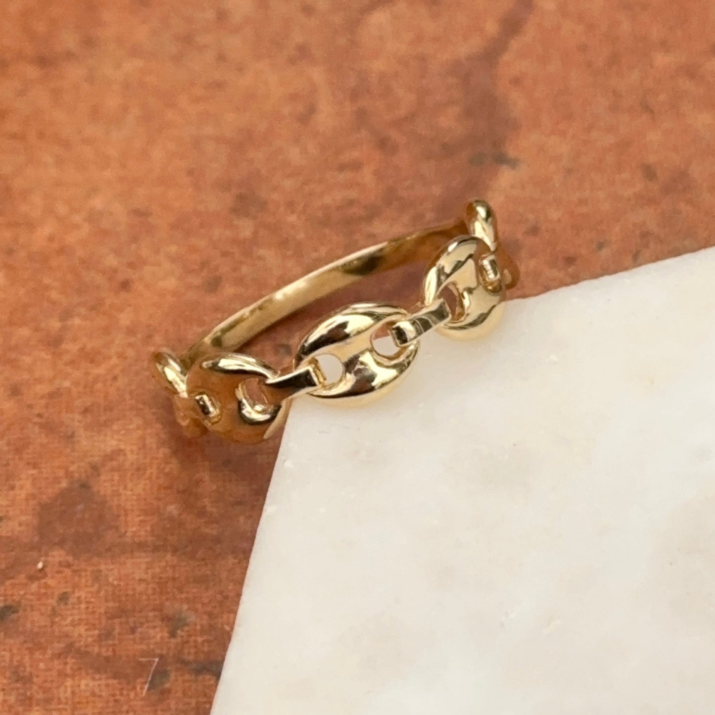 14KT Yellow Gold Puffed Mariner Link Ring