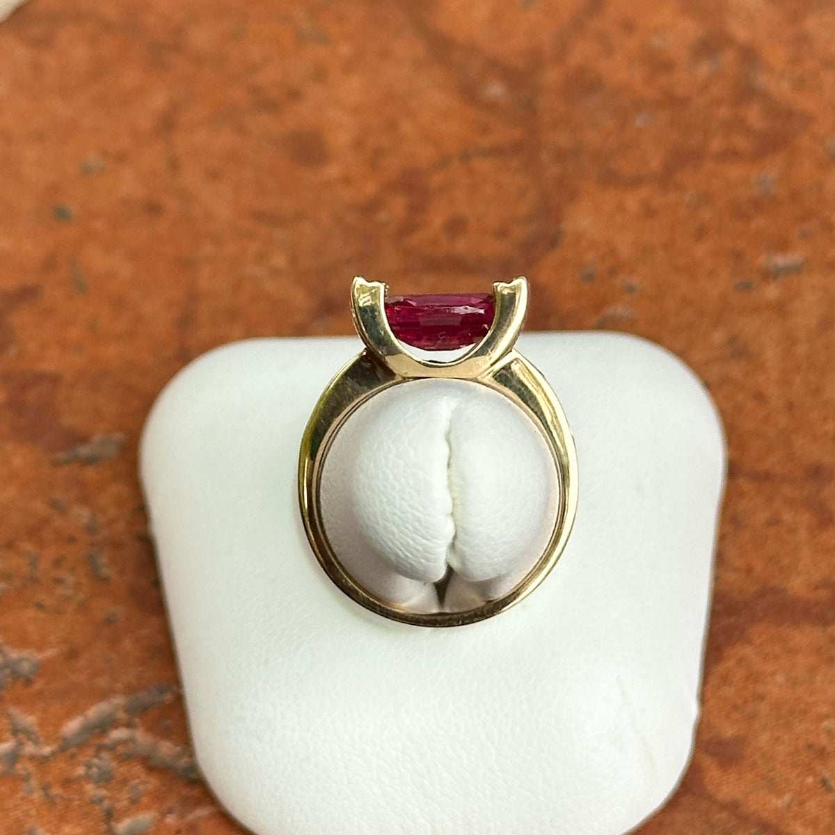 Estate 14KT Yellow Gold Oval 3 CT Pink Tourmaline + Diamond Ring