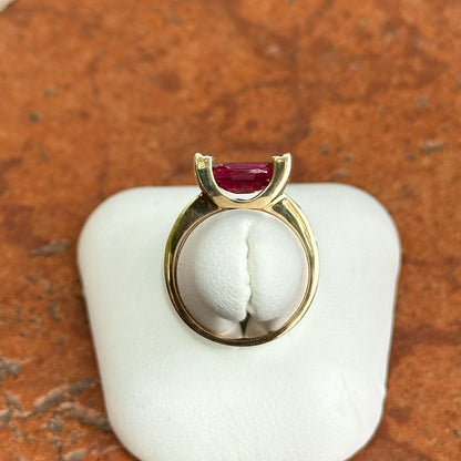 Estate 14KT Yellow Gold Oval 3 CT Pink Tourmaline + Diamond Ring