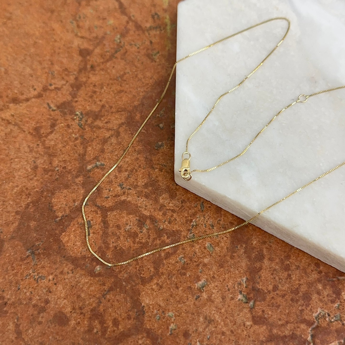 14KT Yellow Gold .50mm Box Chain Necklace 17-19"