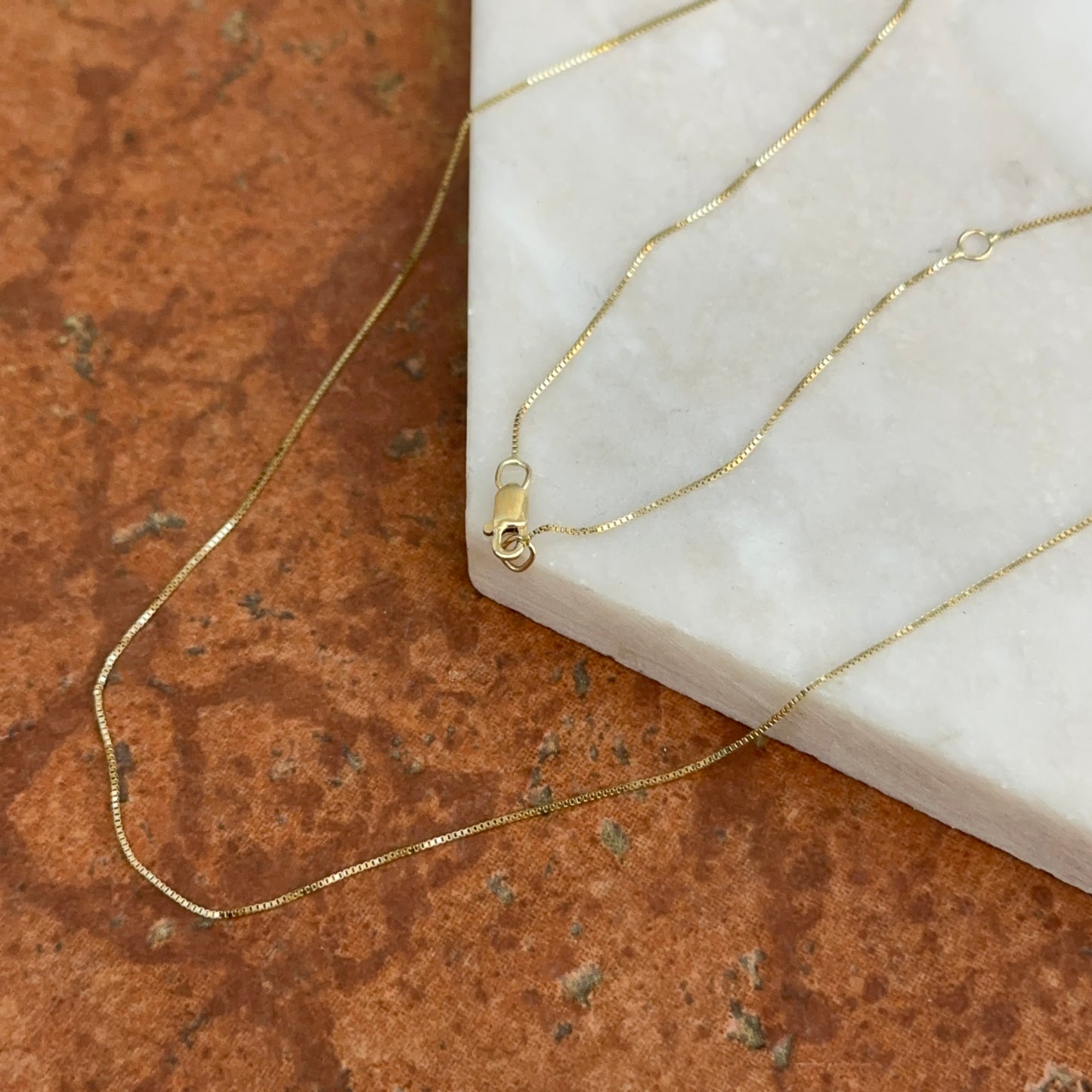 14KT Yellow Gold .50mm Box Chain Necklace 17-19"