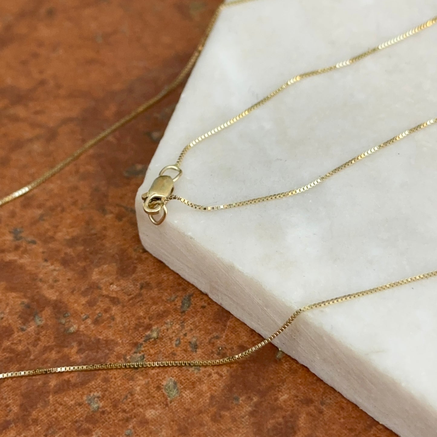14KT Yellow Gold .50mm Box Chain Necklace 17-19"