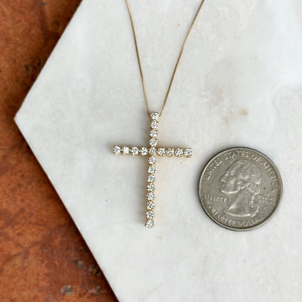 Estate 10KT Yellow Gold Lab Diamond .75 CT Cross Necklace