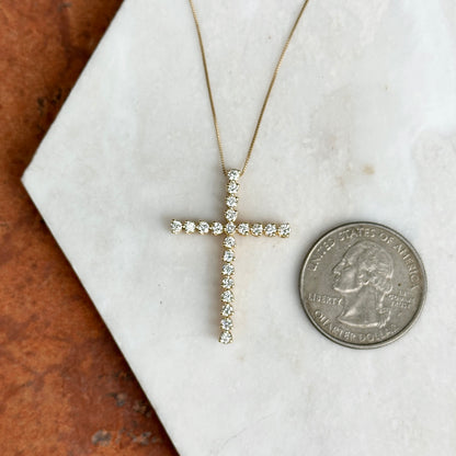 Estate 10KT Yellow Gold Lab Diamond .75 CT Cross Necklace
