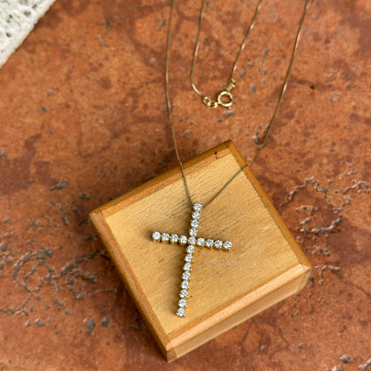 Estate 10KT Yellow Gold Lab Diamond .75 CT Cross Necklace
