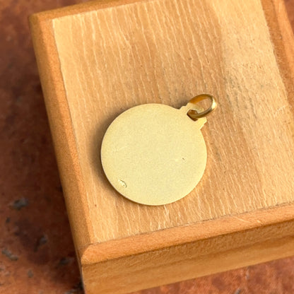 14KT Yellow Gold Matte Pope Leo XIV Round Medal Pendant 18mm - LSJ