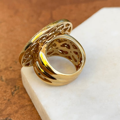 18K Yellow Gold-Plated Brass Round Cubic Zirconia White Enamel Rose Ring 6