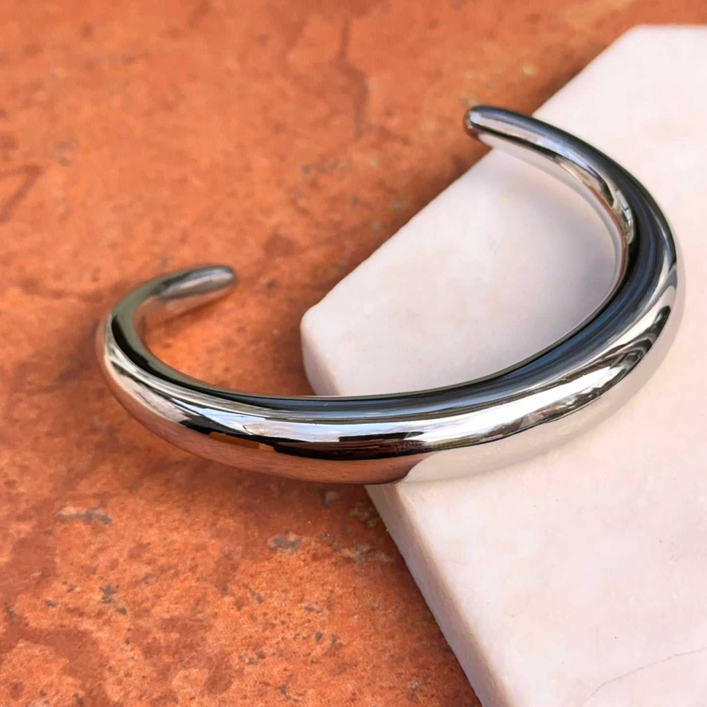 Stainless Steel Polished Curved Bangle Cuff Bracelet