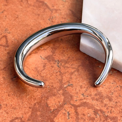 Stainless Steel Polished Curved Bangle Cuff Bracelet