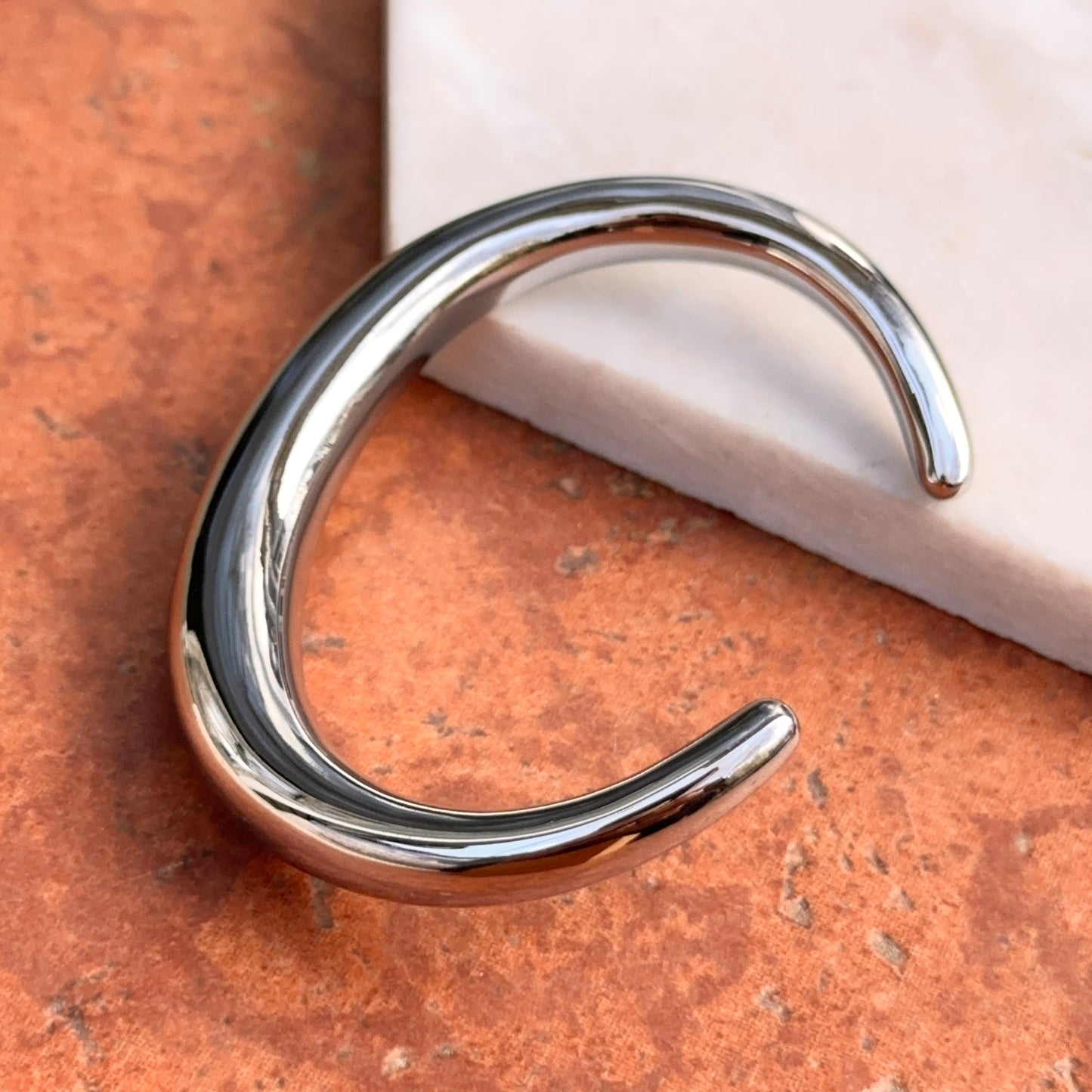 Stainless Steel Polished Curved Bangle Cuff Bracelet