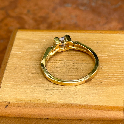 Estate 14KT Yellow Gold Trillion Tanzanite + Diamond Accent Ring