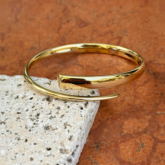 18KT Yellow Gold Bypass Cuff Bangle Bracelet