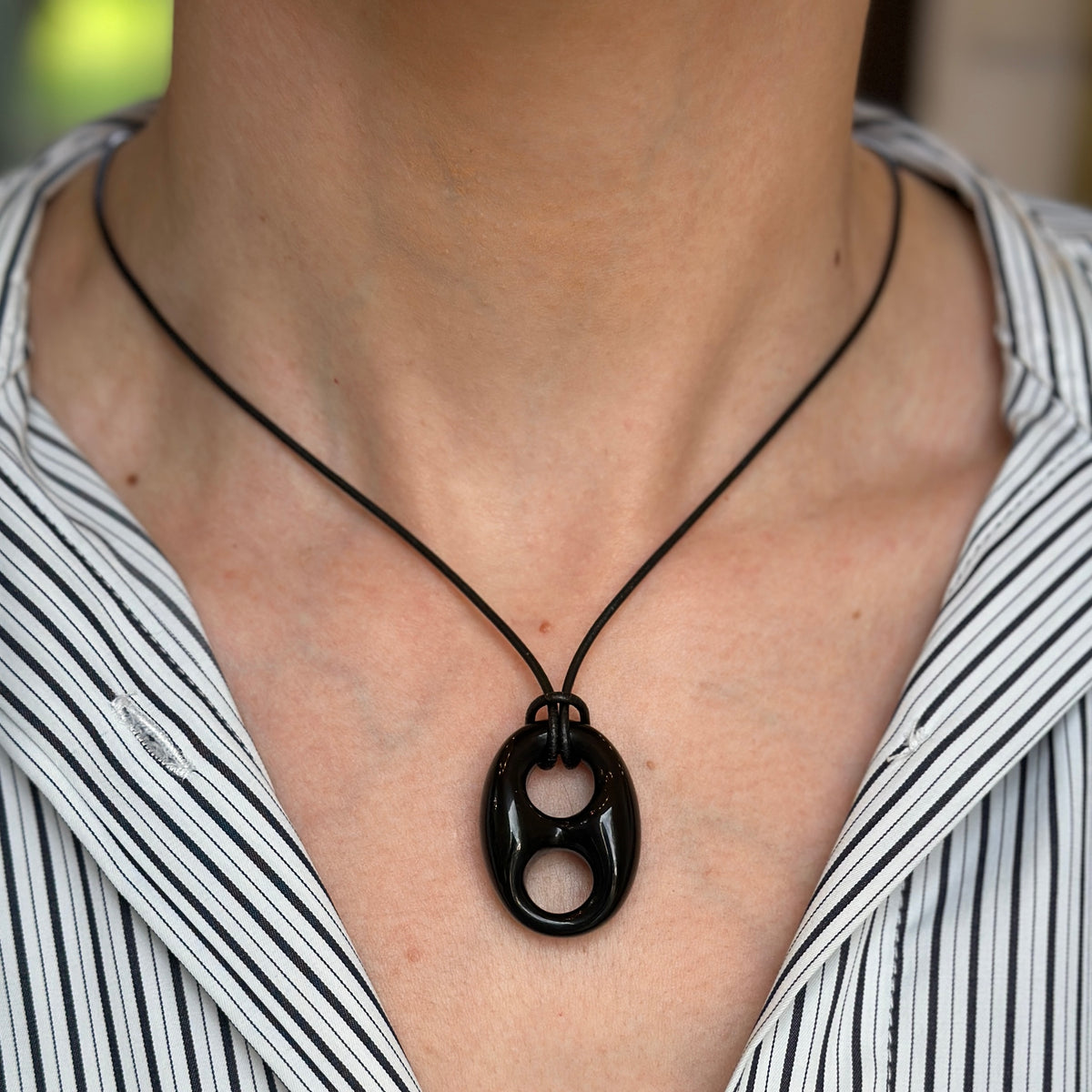Estate Black Onyx Mariner Shaped Pendant