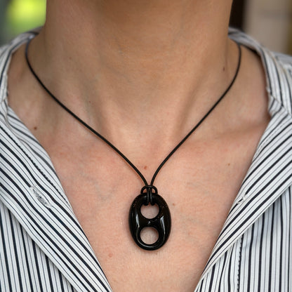 Estate Black Onyx Mariner Shaped Pendant