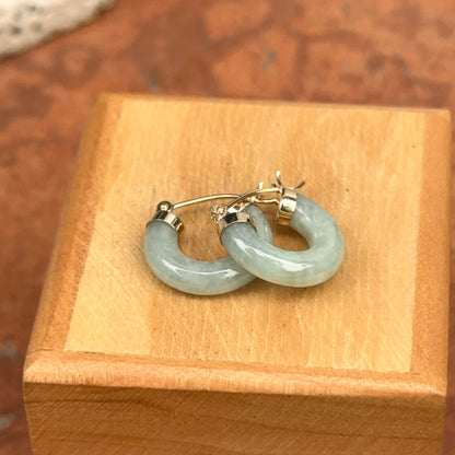 14KT Yellow Gold Jade Hoop Earrings 15mm