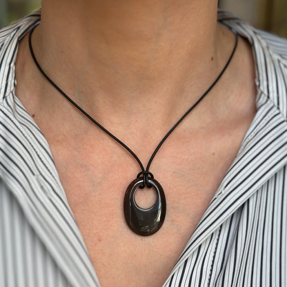 Estate Dark Brown Gemstone Oval Pendant