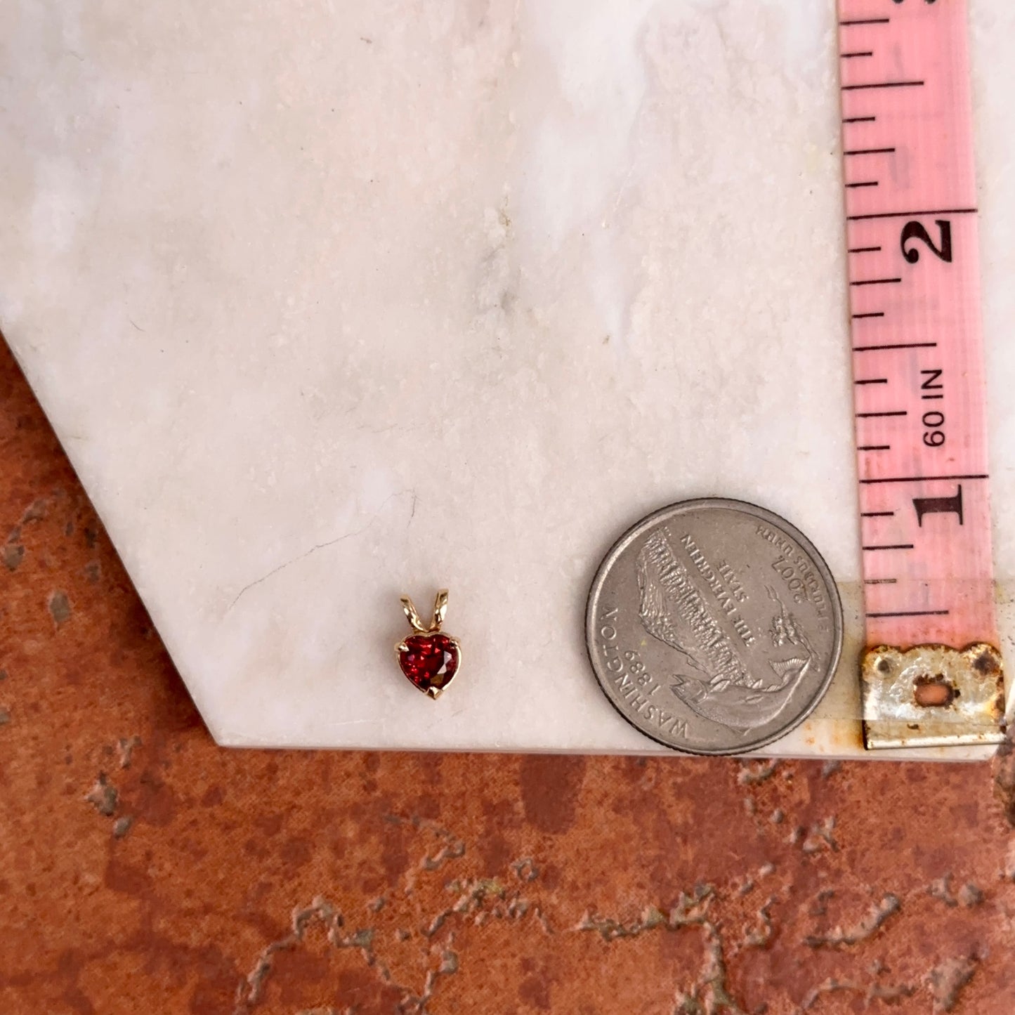 14KT Yellow Gold Mozambique Garnet Heart Pendant - LSJ