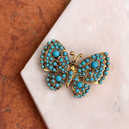 Estate Kenneth J Lane Gold-Tone Turquoise Butterfly Pin Brooch