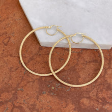 Load image into Gallery viewer, 14KT Yellow Gold Textured Tube Hoop Earrings 55mm