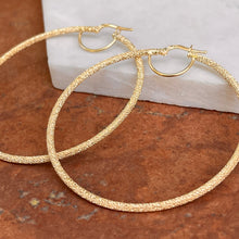 Load image into Gallery viewer, 14KT Yellow Gold Textured Tube Hoop Earrings 55mm