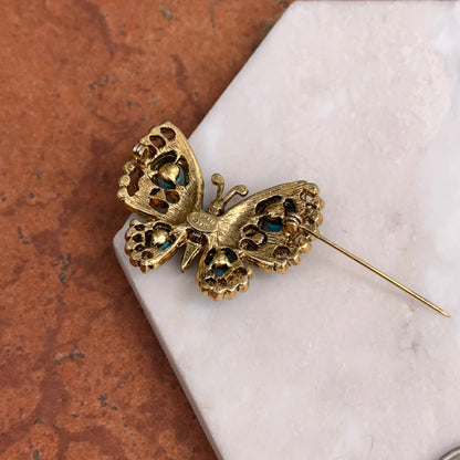 Estate Kenneth J Lane Gold-Tone Turquoise Butterfly Pin Brooch