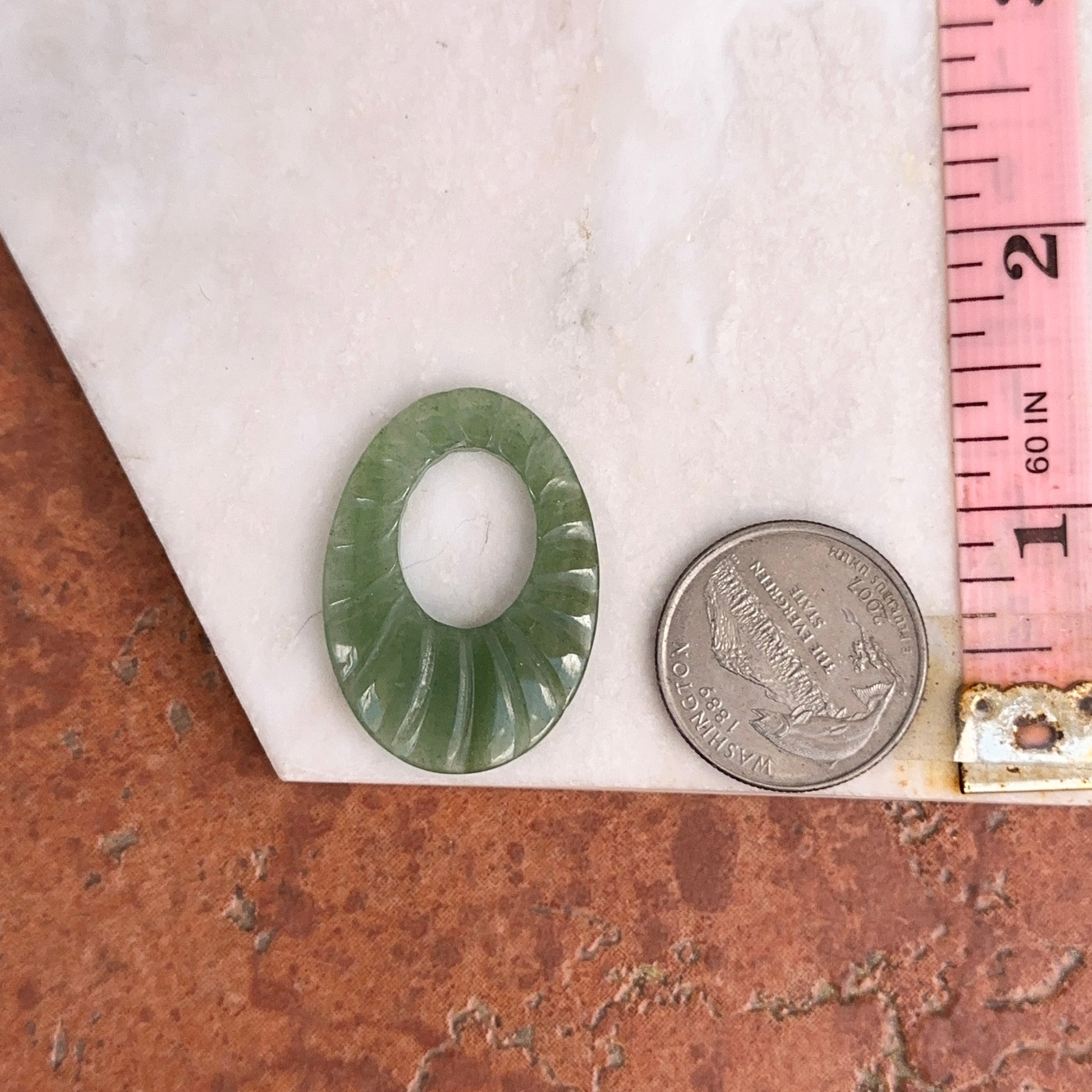 Estate Jade Nephrite Oval Earring Charms - LSJ
