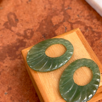 Estate Jade Nephrite Oval Earring Charms - LSJ